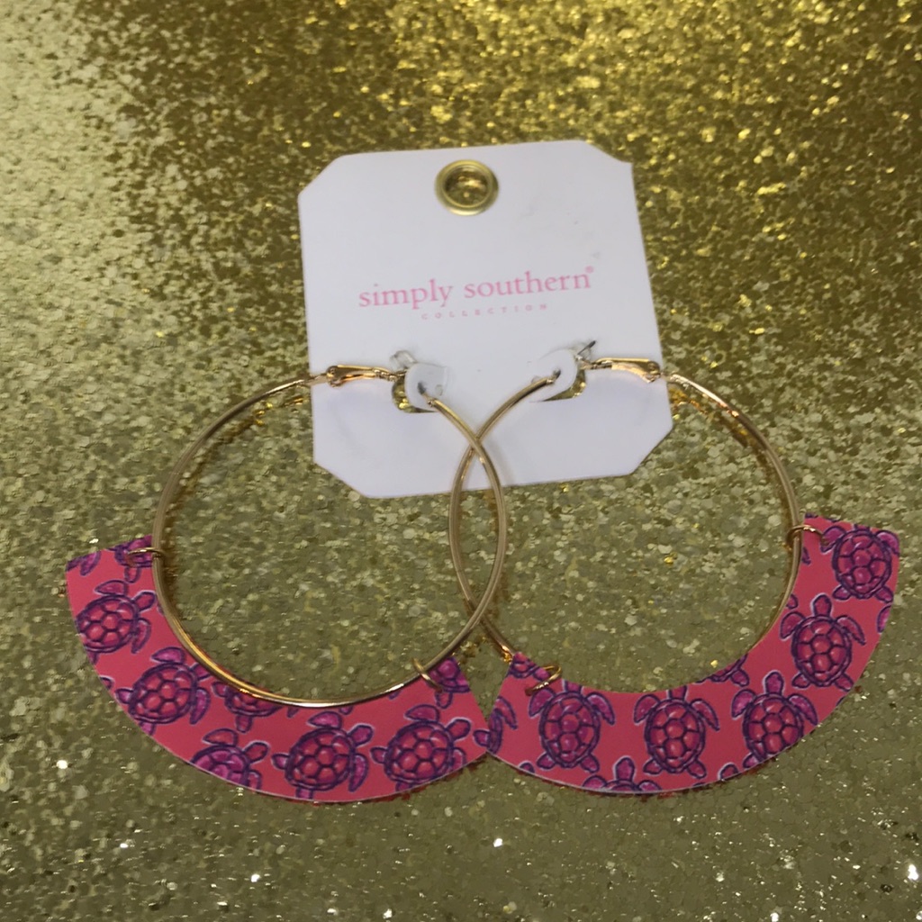 Simply Southern Turtle Hoop Ring Earrings 15$
